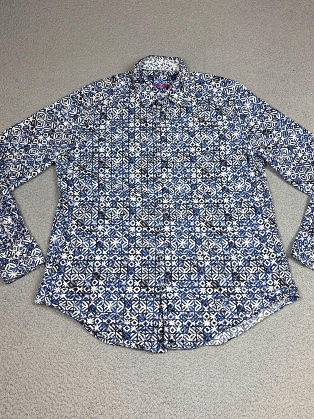 Robert Graham Shirt Mens Size Medium Blue Geometric Stretch Cotton Party Social